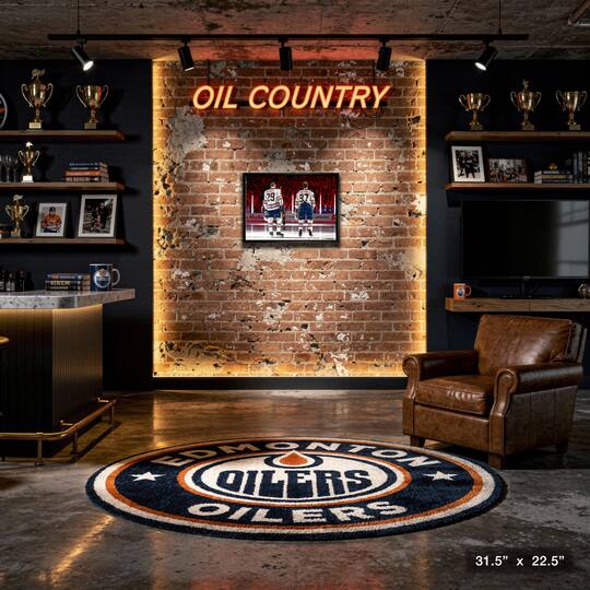 Connor McDavid and Leon Draisaitl Edmonton Oilers Framed 20" x 29" Line-Up Canvas 31.5" x 22.5"